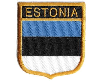Estonia Flag Shield Patch – Embroidered Badge – Travel Souvenir Gift – National Emblem / Iron-On Patch
