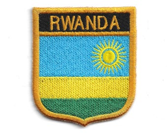Parche con el escudo de la bandera de Ruanda – Insignia africana bordada – Recuerdo de Kigali – Emblema de viaje – Parche termoadhesivo