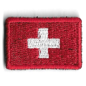 Switzerland Mini Flag Patch – Embroidered National Banner – Travel Souvenir Gift / Iron-On Patch