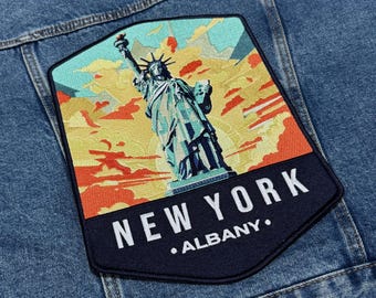 Toppa Big New York – Statua della Libertà ricamata – Souvenir di viaggio di New York – Toppa termoadesiva