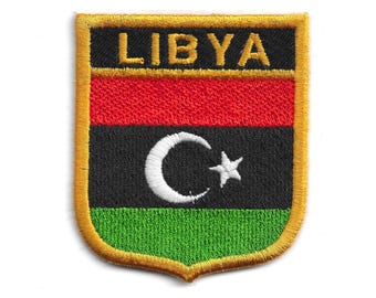Libya Flag Shield Patch – Embroidered Africa Emblem – Travel Souvenir Gift – Tripoli Badge – Iron-On Patch