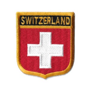 Switzerland Flag Shield Patch – Embroidered Badge – Travel Souvenir Gift – National Emblem / Iron-On Patch