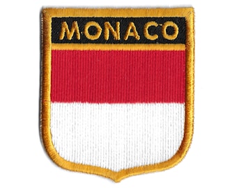 Monaco Flag Shield Patch – Embroidered Badge – Travel Souvenir Gift – National Emblem / Iron-On Patch