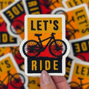 Let&#39;s Ride Embroidery Biker Patch, Mountain Bike, Bicycles Iron On