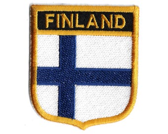Parche con la bandera de Finlandia – Insignia bordada – Regalo de viaje – Emblema nacional / Parche termoadhesivo