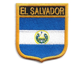 El Salvador National Shield - Gold Border Iron-On Embroidered Flag Patch