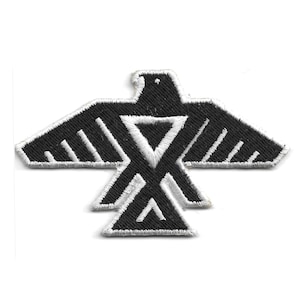 Thunderbird Embroidery Patch, Anishinaabe embroidered, iron on sew on