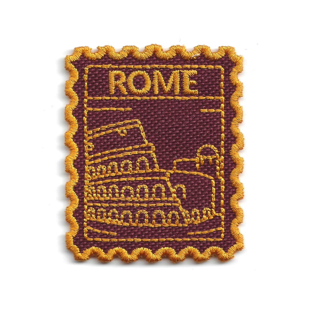 Oddity Patch Rome Rome Stamp Patch - Colosseum Gladiator Travel Iron-on Embroidered Badge ...