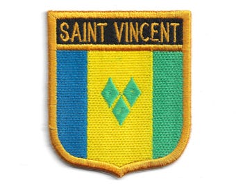 Patch com o escudo da bandeira de São Vicente – Emblema bordado do Caribe – Lembrança de viagem SVG – Patch termocolante