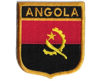 Angola Shield Flag Patch - Kalandula Falls Travel Iron-On Embroidered Badge