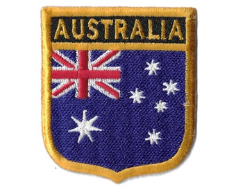 Parche con la bandera del escudo de Australia - Insignia bordada termoadhesiva para viajes por el Outback