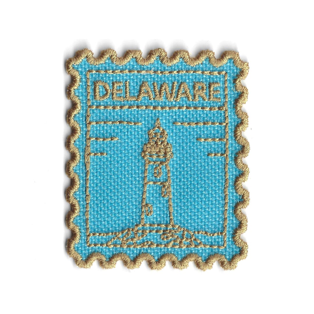 Delaware Stamp Patch – Embroidered Travel Souvenir – Retro Postage Iron ...