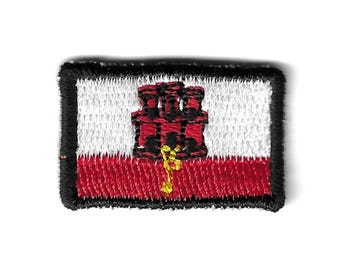 Gibraltar Mini Flag Patch – Embroidered Badge – Travel Souvenir Gift – Small Flag Collectible / Iron-On Patch