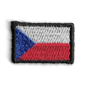 Mini parche de bandera de la República Checa – Estandarte bordado del país – Regalo de recuerdo de viaje / Parche termoadhesivo
