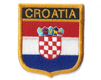 Croatia National Shield - Gold Border Iron-On Embroidered Flag Patch