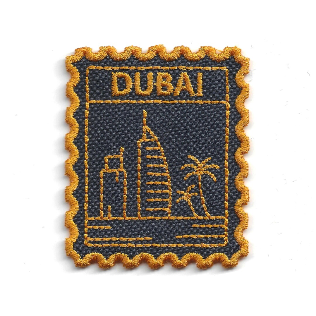 Dubai Stamp Patch - Burj Al Arab Travel Iron-on Embroidered Badge - Etsy