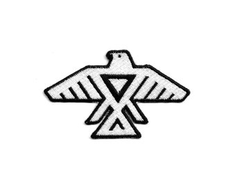 Thunderbird Embroidery Patch, Anishinaabe embroidered, iron on sew on