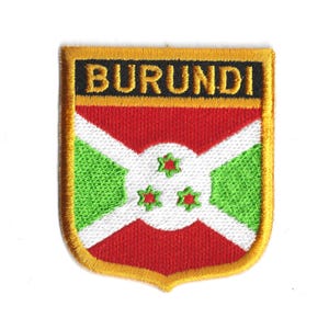 Burundi Flag Shield Patch – Embroidered Travel Badge – Souvenir Gift – National Emblem / Iron-On Patch