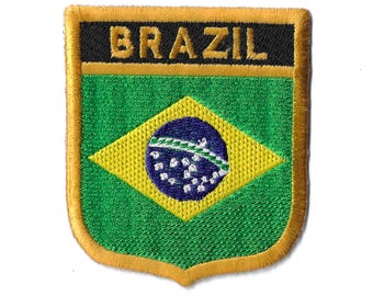 Brazilian Flag Embroidered Patch – Thermal Sticker Iron-On Crest 7x4.5cm