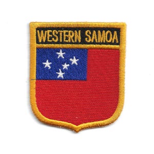 Western Samoa Flag Shield Patch – Embroidered Badge – Travel Souvenir Gift – National Emblem – Iron-On Patch