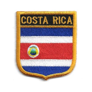 Costa Rica Flag Shield Patch – Embroidered Badge – Travel Souvenir Gift – National Emblem / Iron-On Patch