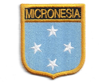 Patch com o escudo da bandeira da Micronésia – Emblema bordado da ilha – Lembrança do Pacífico – Emblema de viagem – Patch termocolante
