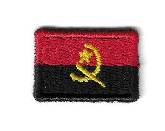 Parche mini con la bandera de Angola - Insignia bordada termoadhesiva pequeña para viajes a Luanda