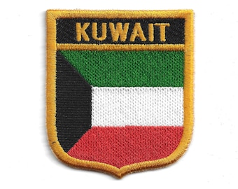 Kuwait Flag Shield Patch – Embroidered Badge – Travel Souvenir Gift – National Emblem – Iron-On Patch