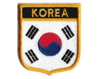 Parche con la bandera de Corea del Sur – Insignia bordada – Regalo de viaje – Emblema nacional / Parche termoadhesivo