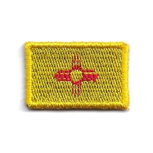 Mini parche de bandera de Nuevo México – Estandarte estatal bordado – Regalo de recuerdo de viaje / Parche termoadhesivo