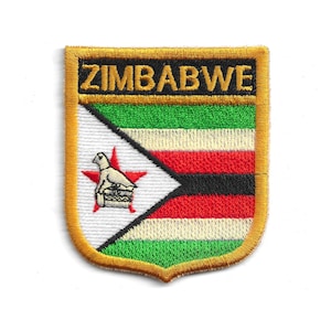 Zimbabwe Flag Shield Patch – Embroidered Badge – Travel Souvenir Gift – National Emblem – Iron-On Patch