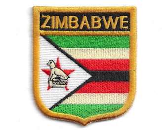 Zimbabwe Flag Shield Patch – Embroidered Badge – Travel Souvenir Gift – National Emblem – Iron-On Patch