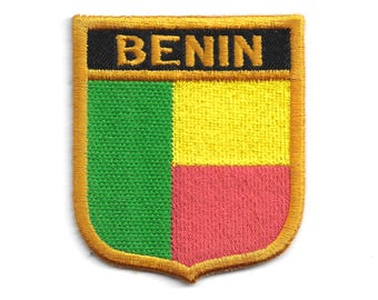 Toppa con bandiera del Benin – Emblema africano ricamato – Souvenir di Porto-Novo – Distintivo da viaggio – Toppa termoadesiva