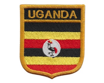 Emblema de escudo da bandeira de Uganda – Emblema bordado – Presente de lembrança de viagem – Emblema nacional – Patch para passar a ferro
