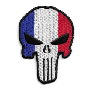 Skull France Flag Embroidered Patch Iron On