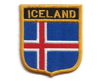 Iceland Flag Shield Patch – Embroidered Badge – Reykjavik Souvenir Gift – Nordic Travel Emblem – Iron-On Patch