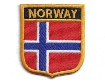 Norway Flag Shield Patch – Embroidered Badge – Travel Souvenir Gift – National Emblem – Iron-On Patch