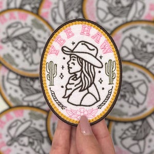 Yee Haw Western - Howdy  Patch Cowgirl and Cowboy Embroidery,  Iron On