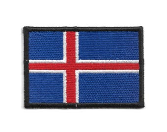 Patch drapeau de l'Islande – Souvenir de voyage nordique brodé – Badge drapeau moyen thermocollant
