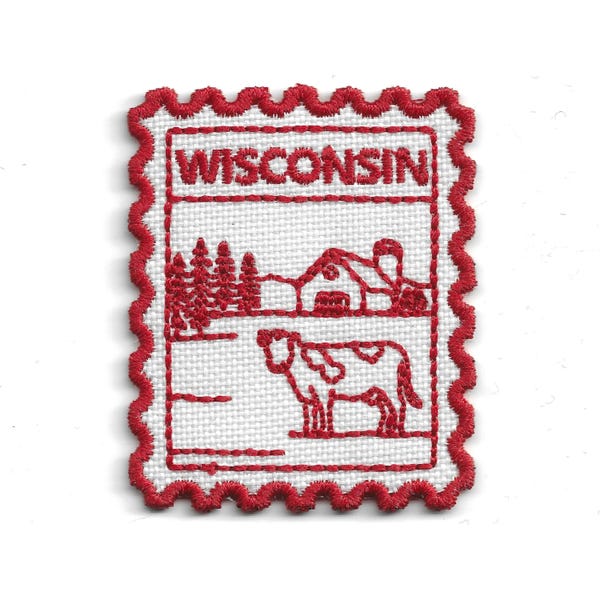 Wisconsin Stamp Patch - Dairy Farm Travel Iron-On Embroidered Badge