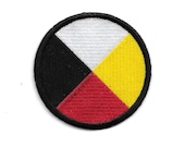 Medicine Wheel Patch Embroidered, Four Directions Iron On Badge