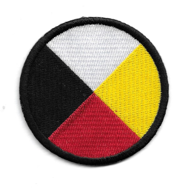 Medicine Wheel Patch Embroidered, Four Directions Iron On Badge