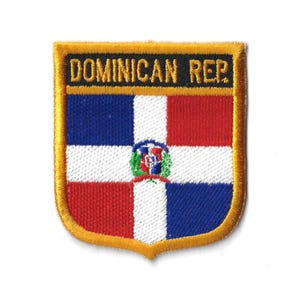 Dominican Republic Flag Shield Patch – Embroidered Badge – Santo Domingo Gift – Travel Souvenir / Iron-On Emblem