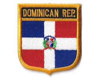 Toppa Ricamata Repubblica Dominicana U24 - 8x5 Cm - Termoadesiva Da Stirare O Cucire - Patch Per Abbigliamento E Zaini - 3