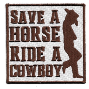 Salvar um patch de cavalo, montar um distintivo de bordado de cowboy, passar a ferro