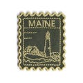 Maine Stamp Patch - Lighthouse Coast Travel Iron-On Embroidered Badge product logo