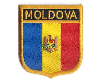 Patch Moldavië vlagschild – geborduurde badge – souvenir voor reizen – nationaal embleem / opstrijkpatch