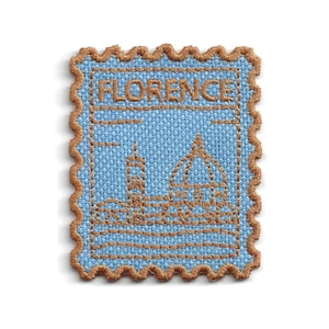Florenz Briefmarken - Gesticktes Reiseandenken - Retro-Porto-Bügelbild