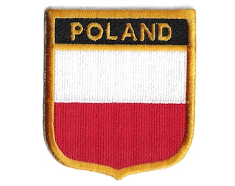 Polens flaggasköldmärke – Broderat märke – Resesouvenir – Nationellt emblem / Strykmärke