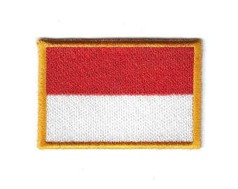 インドネシア国旗パッチ – 中サイズ刺繍バッジ – 旅行のお土産 – アイロン接着パッチ